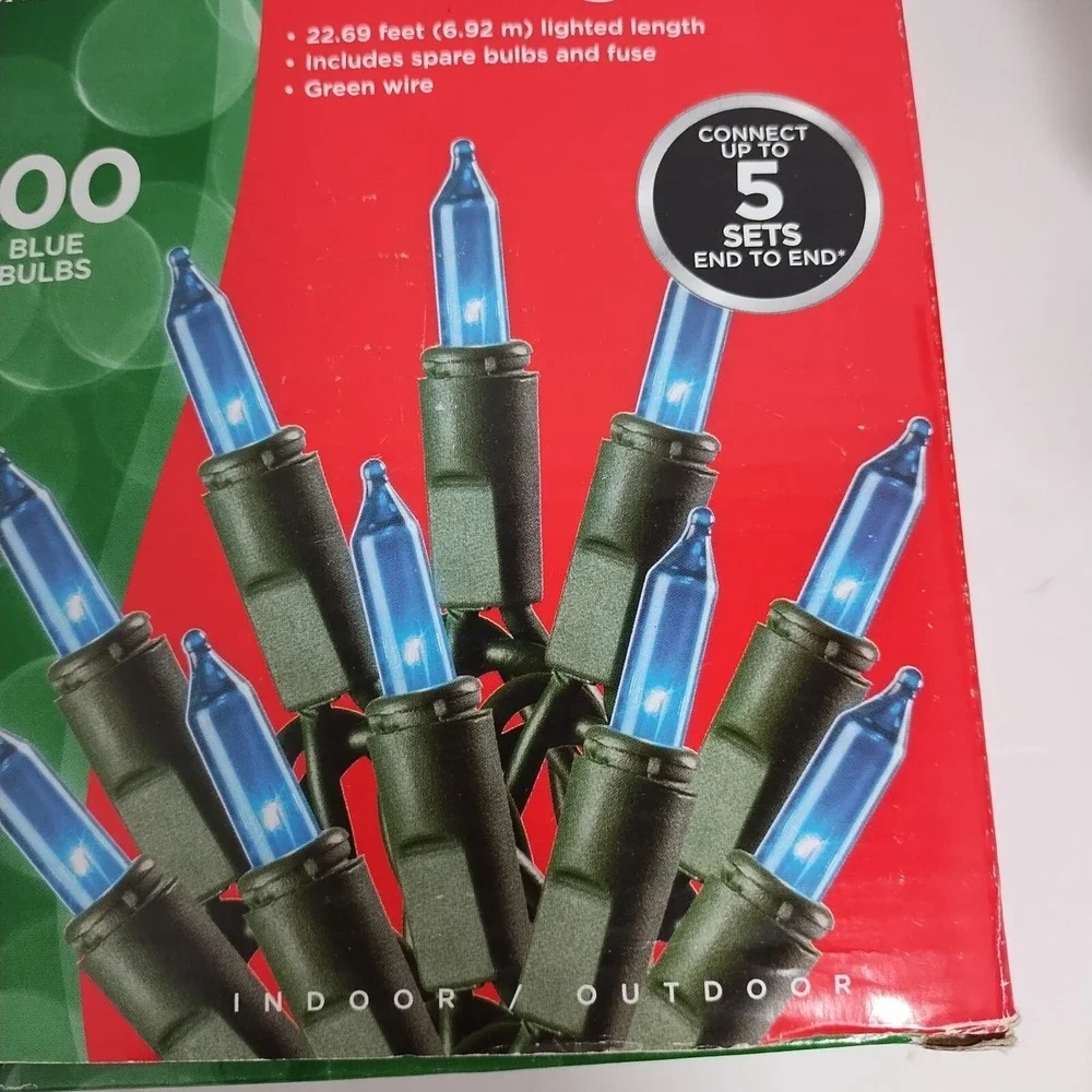 2 Boxes 100 Blue Mini Christmas Lights 22 Ft Length Indoor Outdoor‎ Holiday